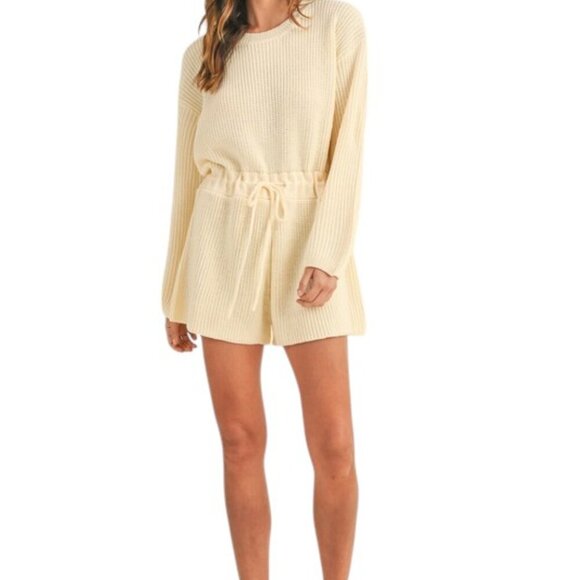 Yellow Spring Ribbed Sweater Romper - Picture 8 of 10